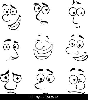 Cartoon Gesichter mit Emotionen für Comic-Design gesetzt Stock Vektor