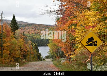 La Route du lac carré en automne, Sainte-Apolline, Québec Stockfoto