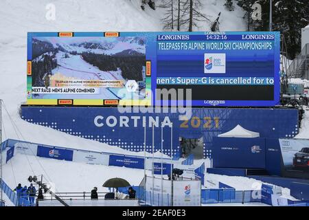 Cortina (BL, Italien. Februar 2021, 9th. Cortina (BL), Italien, Vertigine, 09. Februar 2021, Damen-SG wegen schlechten Wetters in Cortina d'Ampezzo während 2021 abgesagt FIS Alpine World SKI Championships - Super Giant - Herren - Alpine Ski Race Credit: Luca Tedeschi/LPS/ZUMA Wire/Alamy Live News Stockfoto