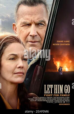 Let Him Go (2020) unter der Regie von Thomas Bezucha mit Diane Lane, Kevin Costner und Kayli Carter. Ein pensionierter Sheriff und seine Frau trauerten über den Tod ihres Sohnes, um ihren einzigen Enkel zu finden. Stockfoto