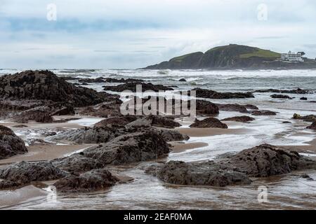 Winterblick auf Burgh Island, Bigbury Bay Stockfoto