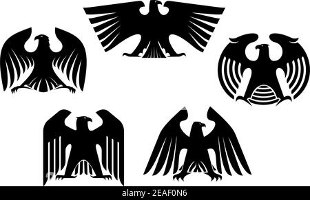 Majestätische und kraftvolle Wappadler Set für Tattoo oder Heraldik Design Stock Vektor