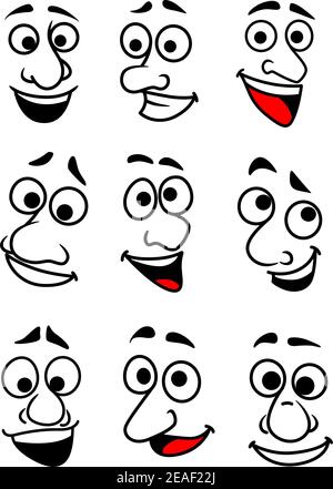 Set von lustigen Comic-Gesichter in Cartoon-Stil für Design Stock Vektor