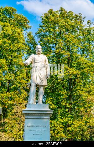 Statue von Kaiser Wilhelm in Wiesbaden Stockfoto