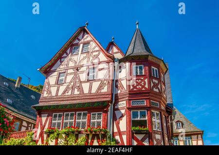 Holzfassaden in Bacharach, Deutschland Stockfoto