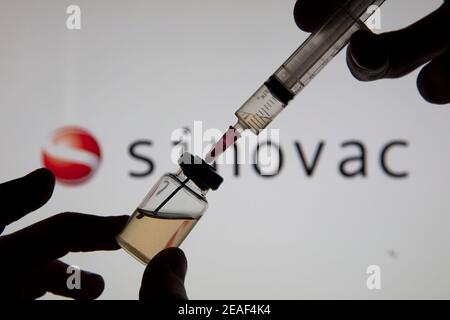 OXFORD, Großbritannien - Februar 2020: Sinovac Unternehmen chinesischen Coronavirus-Impfstoff Stockfoto