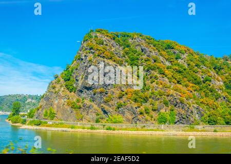 Lorelei Klippe am Rhein in Deutschland. Stockfoto