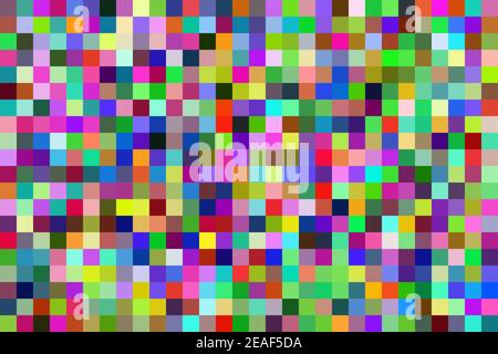 Farbenfroher Pixelhintergrund. Rauschsignal LCD-Pixel-Bildschirm, digitale Farbstörungen Stockfoto