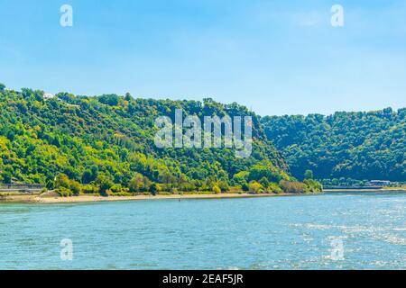 Lorelei Klippe am Rhein in Deutschland. Stockfoto