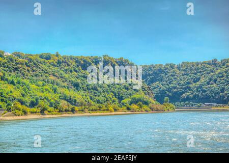 Lorelei Klippe am Rhein in Deutschland. Stockfoto