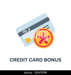 Flat-Symbol für Kreditkartenbonus. Farbe einfaches Element aus Kundenbindungskollektion. Creative Credit Card Bonus Symbol für Web-Design, Vorlagen Stock Vektor