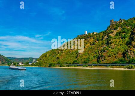 Burg Liebenstein mit Blick auf den Rhein in Deutschland Stockfoto