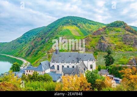 Luftaufnahme von Beilstein von Burg Metternich, Deutschland Stockfoto