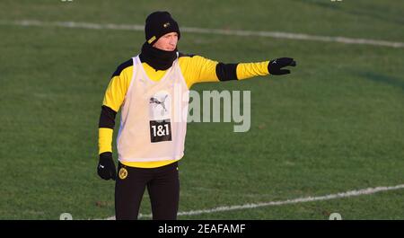 Stadt Dortmund, Deutschland. 09th Feb, 2021. firo: 09,02.2021, Fußball, 1.Bundesliga, Saison 2020/2021, BVB, Borussia Dortmund, Training, Gesture, Marco Reus Quelle: dpa/Alamy Live News Stockfoto