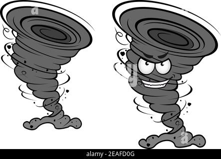 Gefahr Tornado-Katastrophe im Cartoon-Stil für Wetter-Konzept oder Maskottchen-Design Stock Vektor