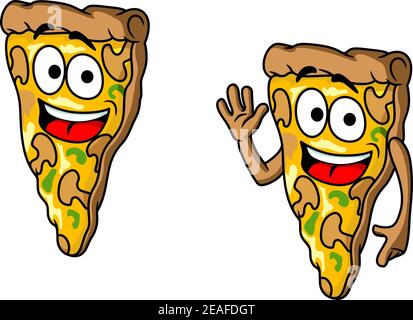 Pizzaschnitt im Cartoon-Stil für Fast Food-Design Stock Vektor