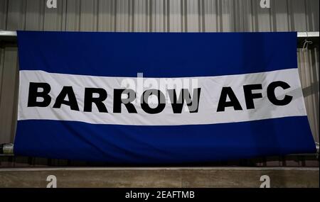 Aktenfoto vom 26-11-2020 einer Barrow-Flagge auf den Tribünen. Ausgabedatum: Dienstag. Februar 9, 2021. Stockfoto