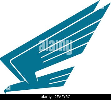 Silhoutte Vektor-Illustration eines Adlers im Flug, der mit erhobenen Flügeln auf Weiß nach unten herabschwingt Stock Vektor