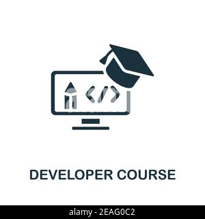 Symbol für den Entwicklerkurs. Einfaches Element aus der Online-Kurssammlung. Creative Developer Course Icon für Webdesign, Vorlagen, Infografiken und mehr Stock Vektor