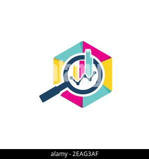 Sechseck bunt suchen Business Finance Logo Design-Konzept. Verspielte Multicolor Suche Business Finance Logo Design Illustration Stock Vektor