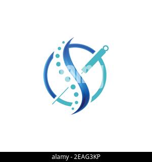 Anfangsbuchstabe S Chiropraktik und Akupunktur Gesundheit medizinisches Logo Konzept. Chiropraktik und Akupunktur Logo Wirbelsäule Wirbelsäulenpflege Vektor-Symbol Illustration Stock Vektor
