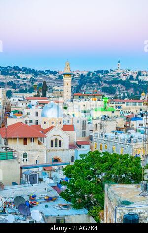 Blick auf die Kirchen der Heiligen Anna und der Heiligen Maria der Qual in Jerusalem, Israel Stockfoto