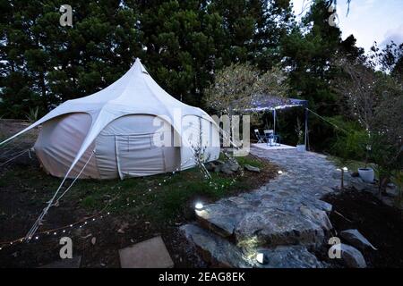 Glamping bei Kerikeri, Neuseeland Stockfoto