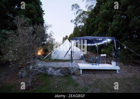 Glamping bei Kerikeri, Neuseeland Stockfoto