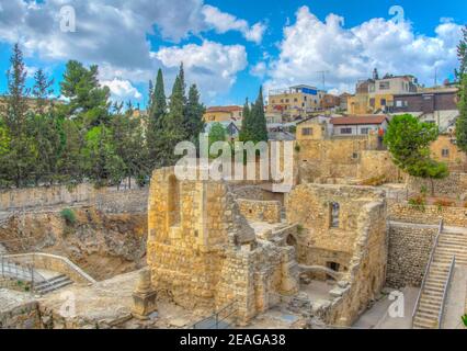 Ruinen von Teichen von Bethesda in Jerusalem, Israel Stockfoto