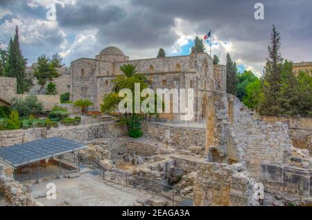 Ruinen von Teichen von Bethesda in Jerusalem, Israel Stockfoto