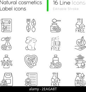 Natürliche kosmetische lineare Symbole gesetzt Stock Vektor