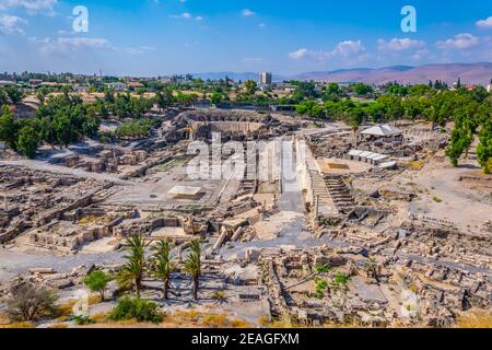 Luftaufnahme der römischen Ruinen von Beit Shean in Israel Stockfoto