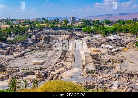 Luftaufnahme der römischen Ruinen von Beit Shean in Israel Stockfoto