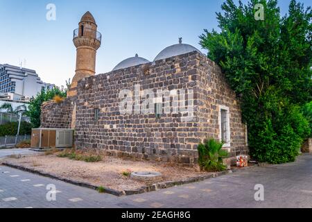 Sonnenuntergang Ansicht der al bahr Moschee in Tiberias, Israel Stockfoto