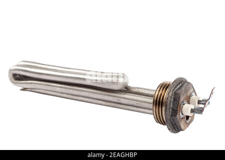 Elektrisches Heizelement auf weißem Hintergrund isoliert. Stockfoto