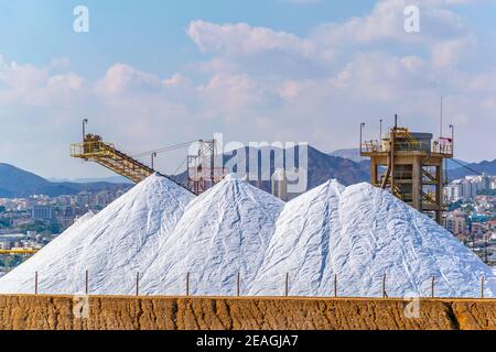 Salzproduktionsanlage in Eilat, Israel Stockfoto