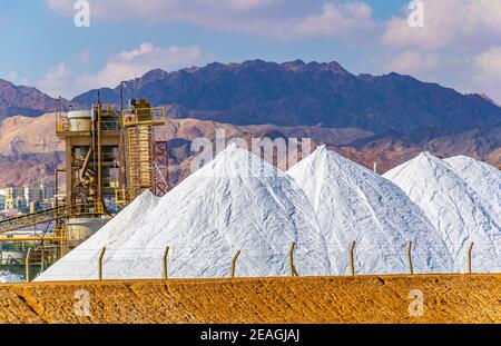 Salzproduktionsanlage in Eilat, Israel Stockfoto