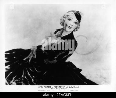 Werbekunstwerk für MARY PICKFORD in SECRETS 1933 Regisseur FRANK BORZAGE spielen Rudolph Besier und May Edginton Drehbuch Frances Marion Kostüme Gilbert Adrian Mary Pickford Company / United Artists Stockfoto