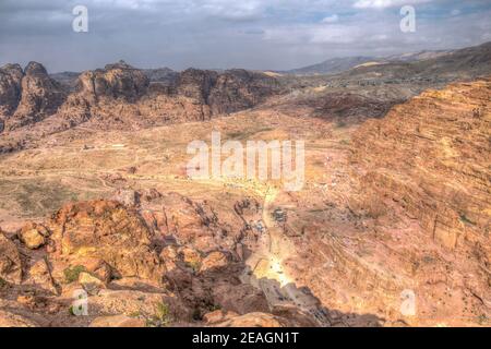 Luftaufnahme von Petra in Jordanien Stockfoto