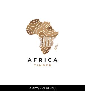 Holz Logo mit Karte Symbol Grafik Design Vektor Vorlage. Afrika Stock Vektor