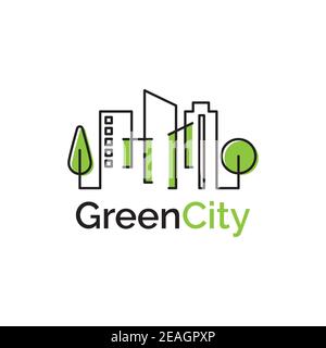Green City Logo Design Vektor Vorlage Stock Vektor
