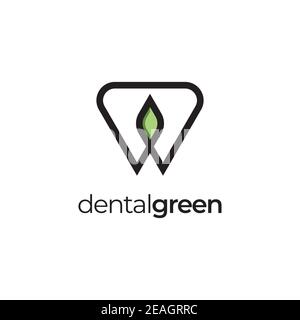 Dental Blatt Logo Design Symbol Vektor Vorlage. Dental mit Blatt-Symbol Stock Vektor