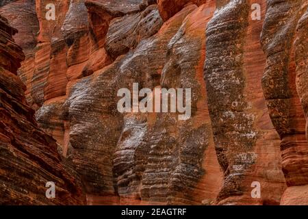 Der atemberaubend schöne schmale Slot Canyon, bekannt als Red Canyon, auch bekannt als Peek-a-Boo Canyon, in der Nähe von Kanab, Utah, USA Stockfoto