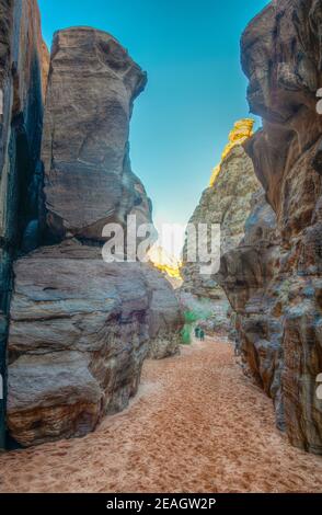 Abu Khashaba siq in der Wadi Rum Wüste in jordanien Stockfoto