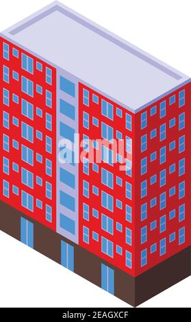 Private Gebäude Apartments Ikone. Isometrische von privaten Gebäude Wohnungen Vektor-Symbol für Web-Design isoliert auf weißem Hintergrund Stock Vektor