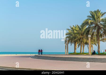 Blick auf die corniche - Promenade in Kuwait Stockfoto