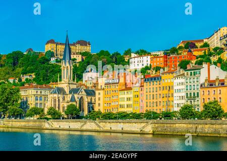 Kirche Saint George am Saone Fluss in Lyon, Frankreich Stockfoto