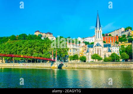 Kirche Saint George am Saone Fluss in Lyon, Frankreich Stockfoto