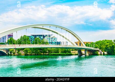 Pont Raymond Barre über der Rhone in Lyon, Frankreich Stockfoto