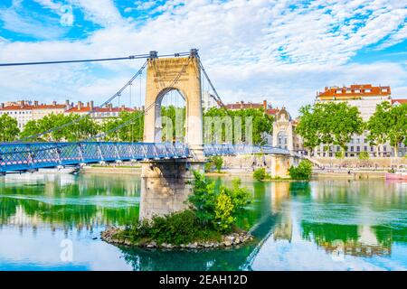 Brücke Passerelle du Colege in Lyon, Frankreich Stockfoto